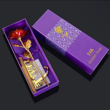 Gold Plated 24K Rose Elegant Red Rose