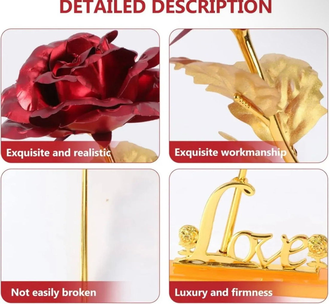 Gold Plated 24K Rose Elegant Red Rose