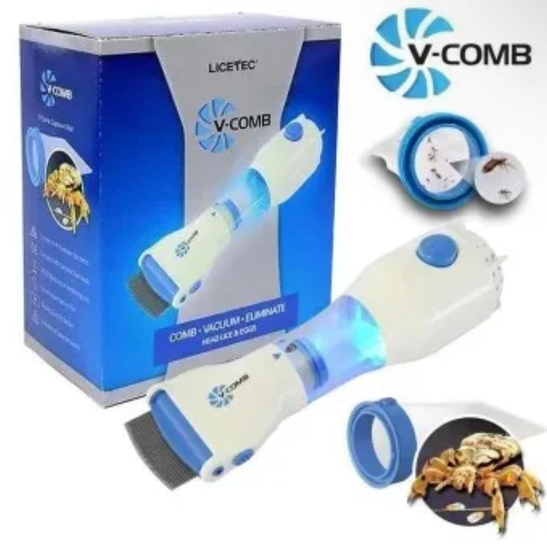 V Comb Head Lice Machine with Filter Electric Anti-Lice Removal Device | Effective Head Lice Treatment for Children & Adults | Safe and Easy Lice Removal Comb