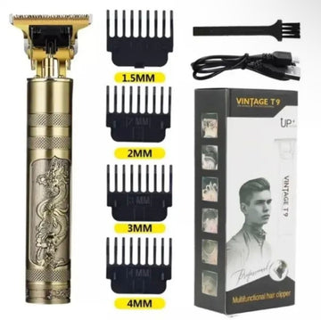 Professional Vintage Dragon Style T9 Hair Trimmer for Men | USB Rechargeable Beard & Hair Clipper | Grooming Kit with T-Shaped Blade | 0mm Precision Gap for Clean and Sharp Cuts | Men’s Haircut & Beard Styling Machine