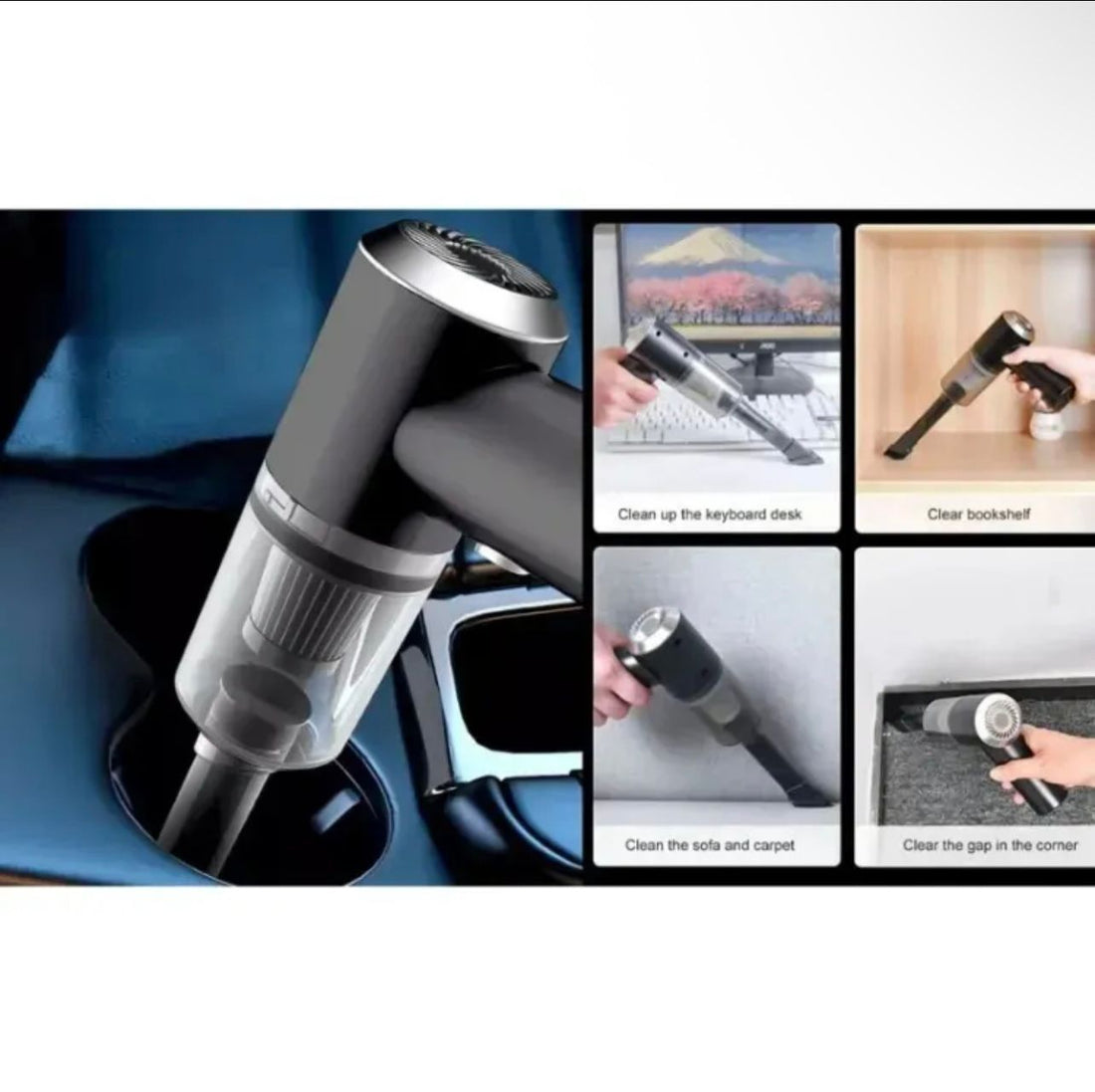 3 in 1 Rechargeable Portable Vacuum Cleaner Powerful Handheld Mini Duster & Air Blower Balloon Inflator Pump Strong Suction Car Vacuum Cleaner for Home Office and Car Cleaning