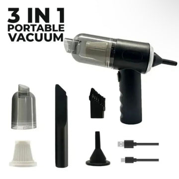 3 in 1 Rechargeable Portable Vacuum Cleaner Powerful Handheld Mini Duster & Air Blower Balloon Inflator Pump Strong Suction Car Vacuum Cleaner for Home Office and Car Cleaning
