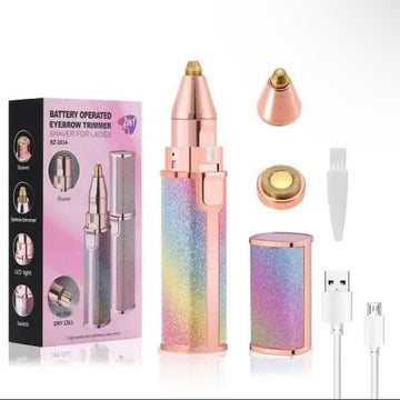 Rechargeable 2-in-1 Women’s Hair Remover Painless Facial Hair Epilator for Eyebrows, Upper Lip, and Moustache | Electric Hair Removal Machine for Girls | Portable and Gentle on Skin