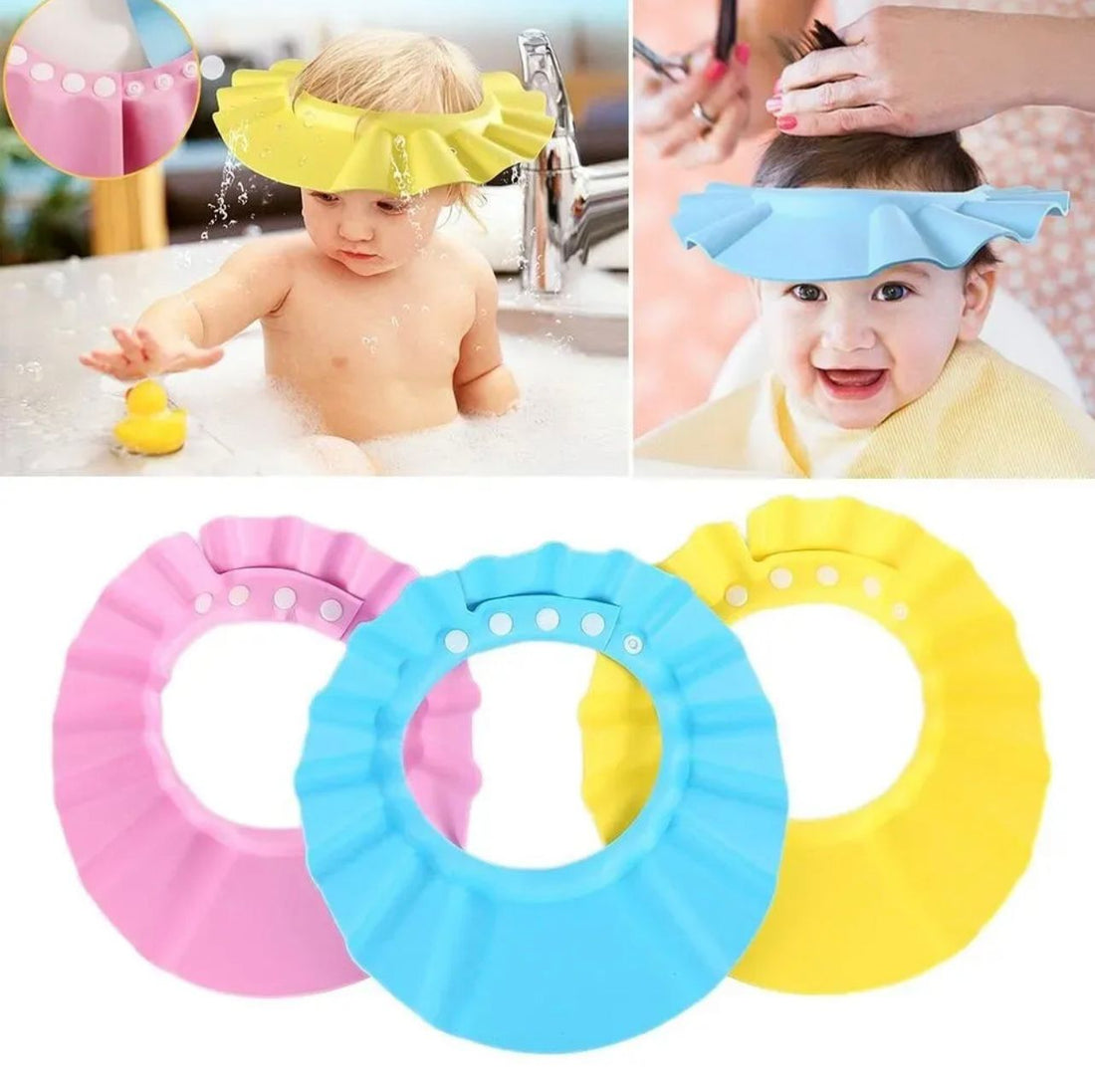 Kids Exclusive Baby Shower Cap Waterproof Toddler Sun Protection Hat | Adjustable Soft Baby Bath & Outdoor Safety Cap for Boys & Girls