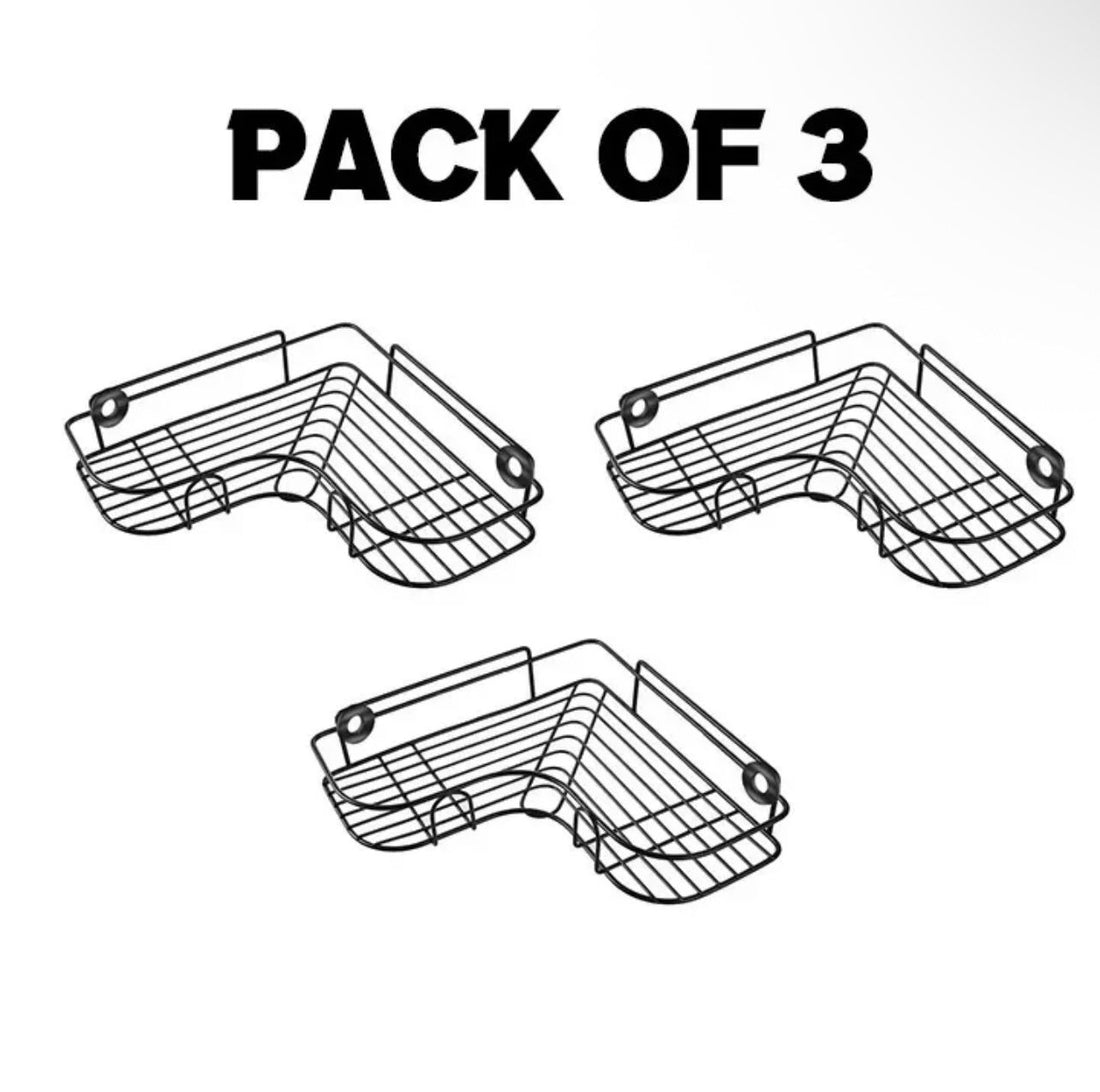 Bathroom Storage Rack & Corner Shelf Organizer Rectangular Wall-Mounted Punch-Drill Shelf with Drainage Holes | Shower Soap & Shampoo Holder | Toilet Storage Accessories | Rust-Resistant & Space-Saving