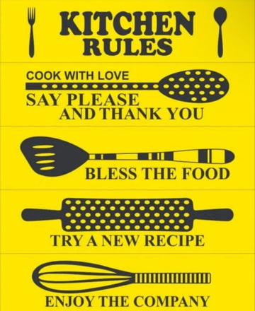 Motivational Kitchen Rule Frame Wall Art Décor Inspirational Kitchen Quotes Wall Frame for Home & Dining Area Positive Cooking Rules Decorative Frame for Modern Kitchen Decoration